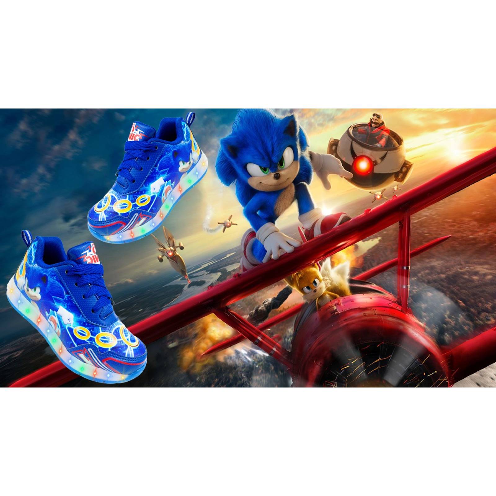 Tenis Niños Sonic The Hedgehog Luces Leds Juego Azul 819-AR (12.0 - 21.5).