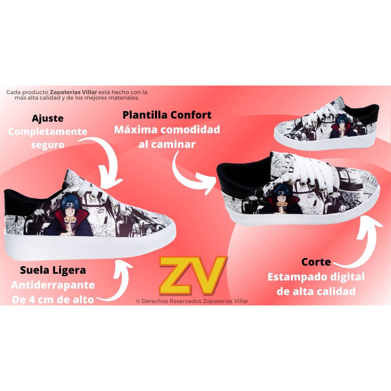 Tenis Itachi Manga Anime Agujeta Akatsuki Uchiha 425-BIU Bco.