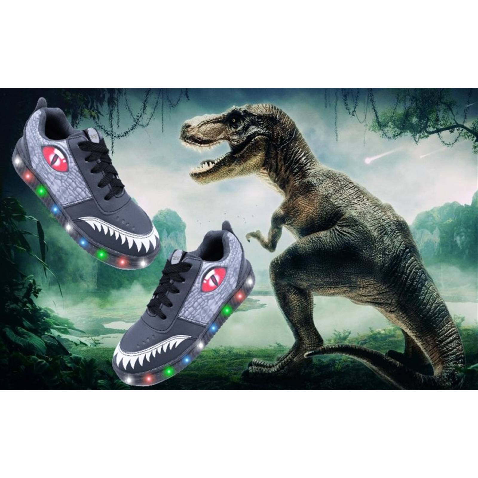 Tenis Dinosaurio Rex Luces Leds T-rex Niños 770-OR 22 AL 26