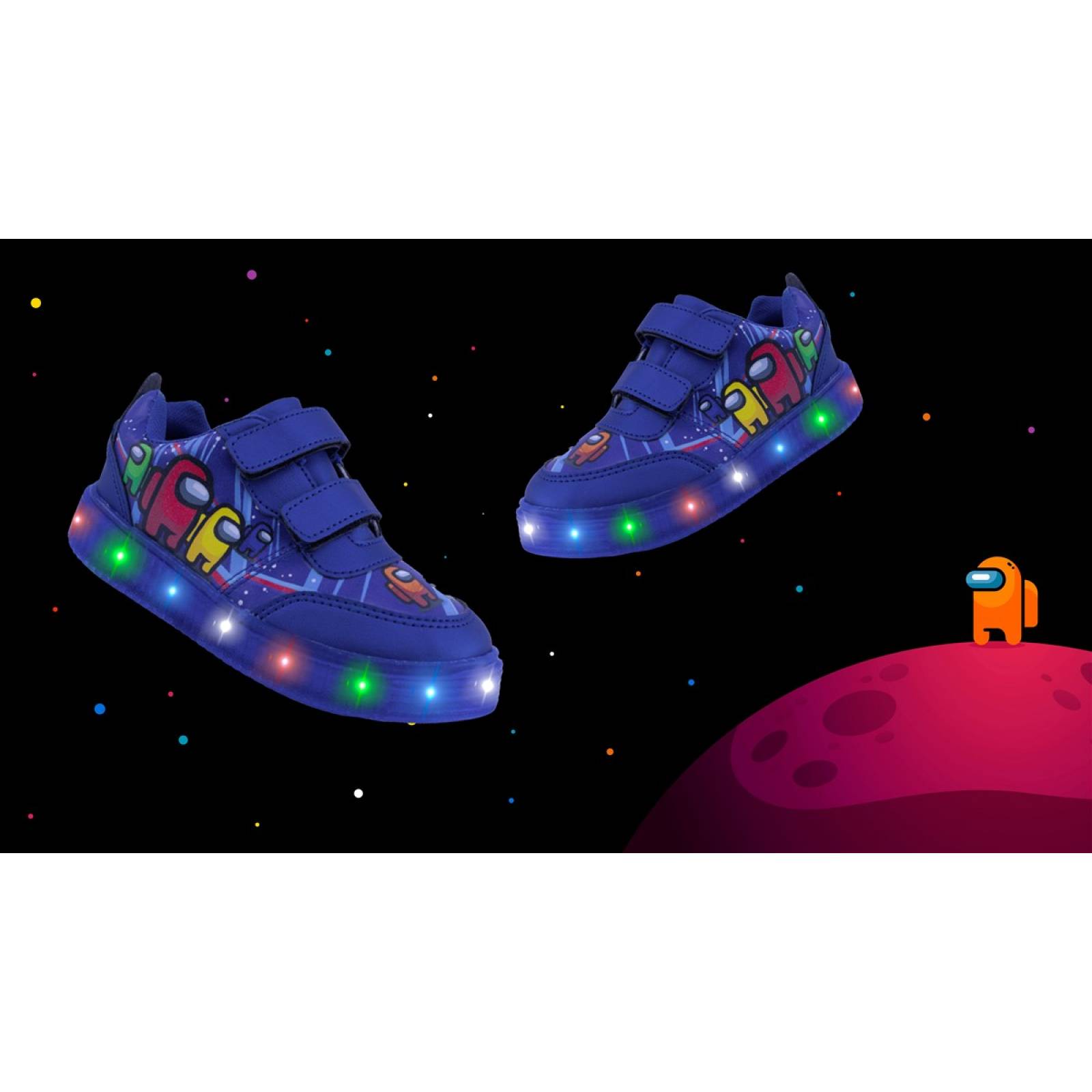 Tenis Luces Led Among Niño Videojuego 780-rau Azul 22 al 26.