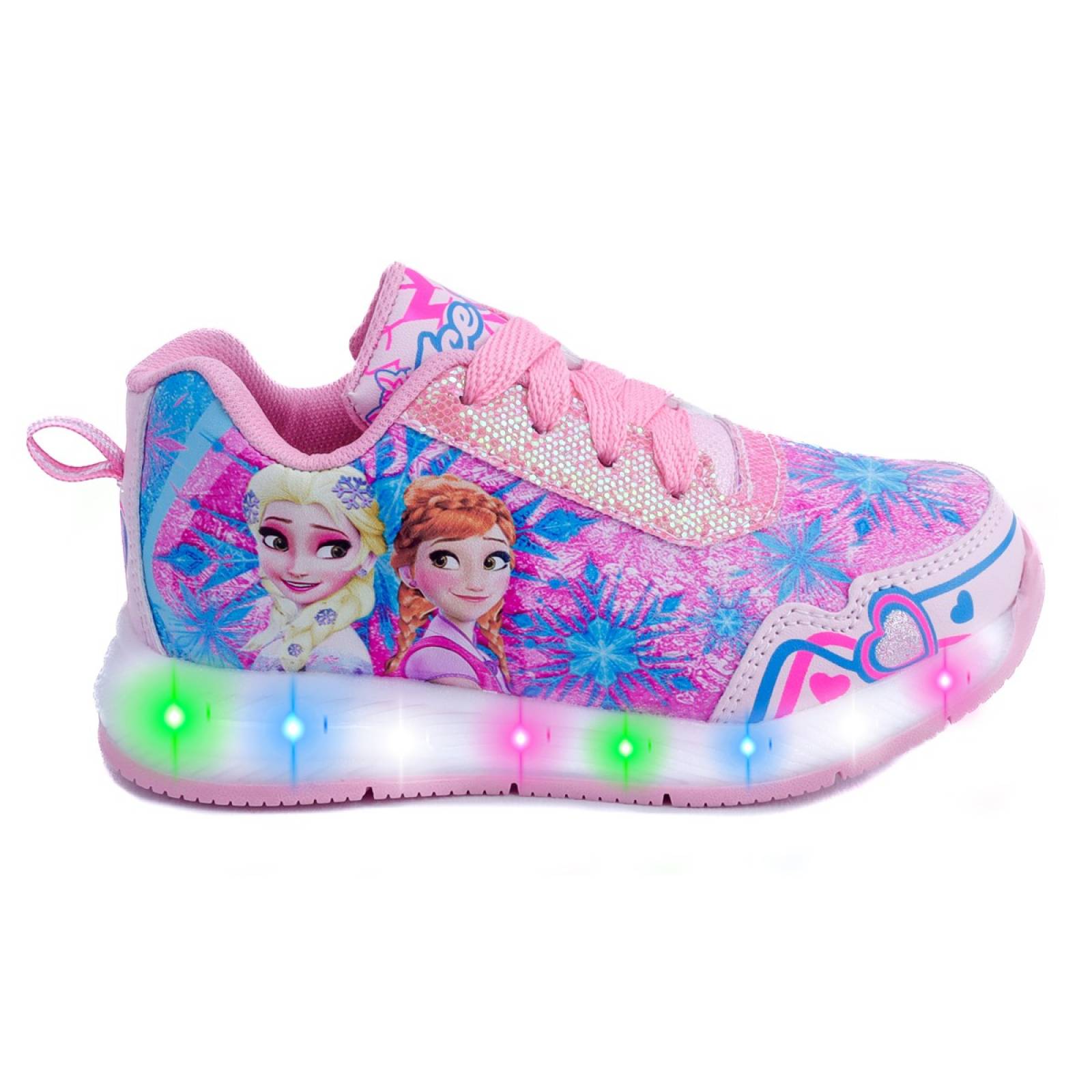 Tenis Ni a Luces leds Princesas Elsa Y Ana 800 rp Rosa 12.0 21.5