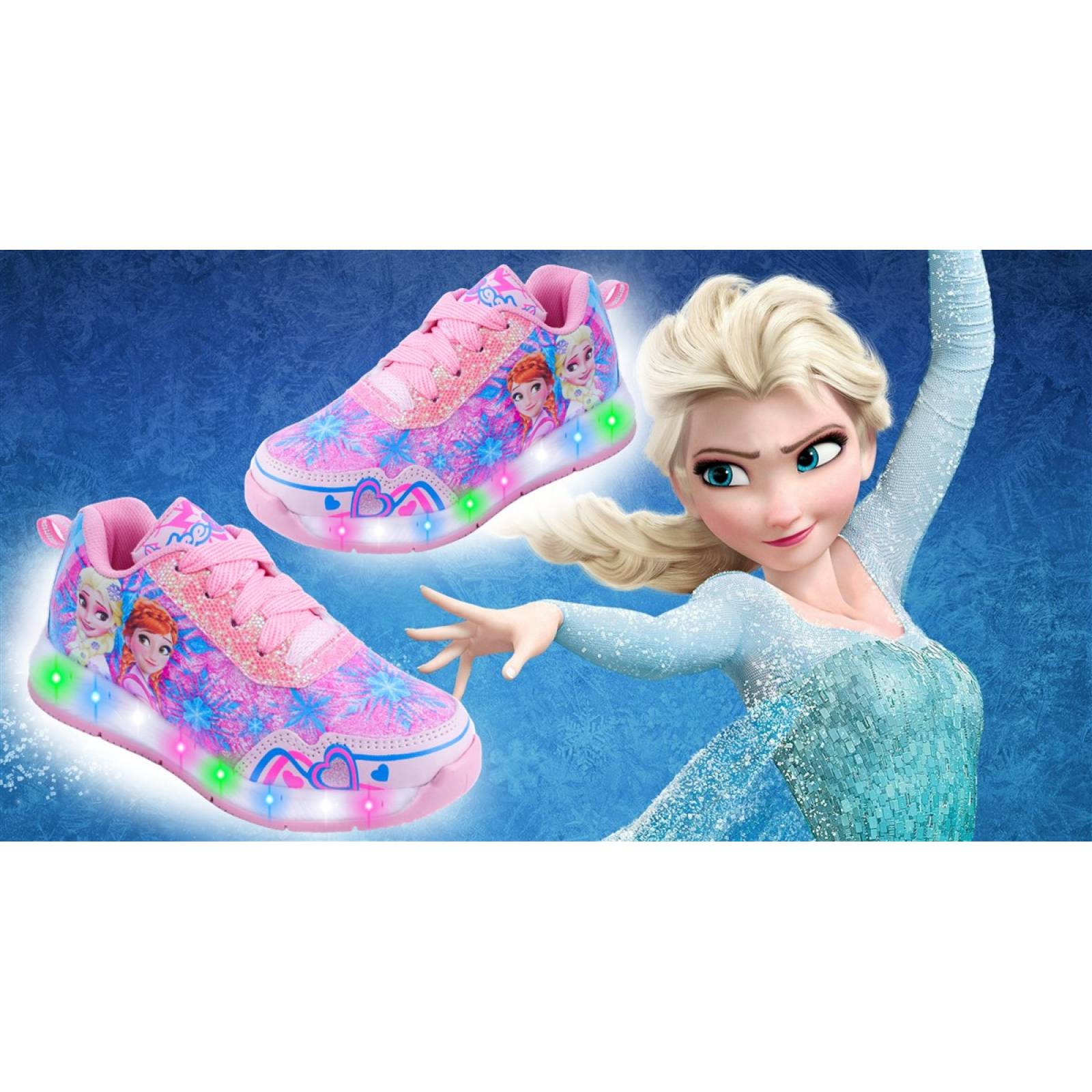 Tenis Niña Luces leds Princesas Elsa Y Ana 800-rp Rosa (12.0 - 21.5).