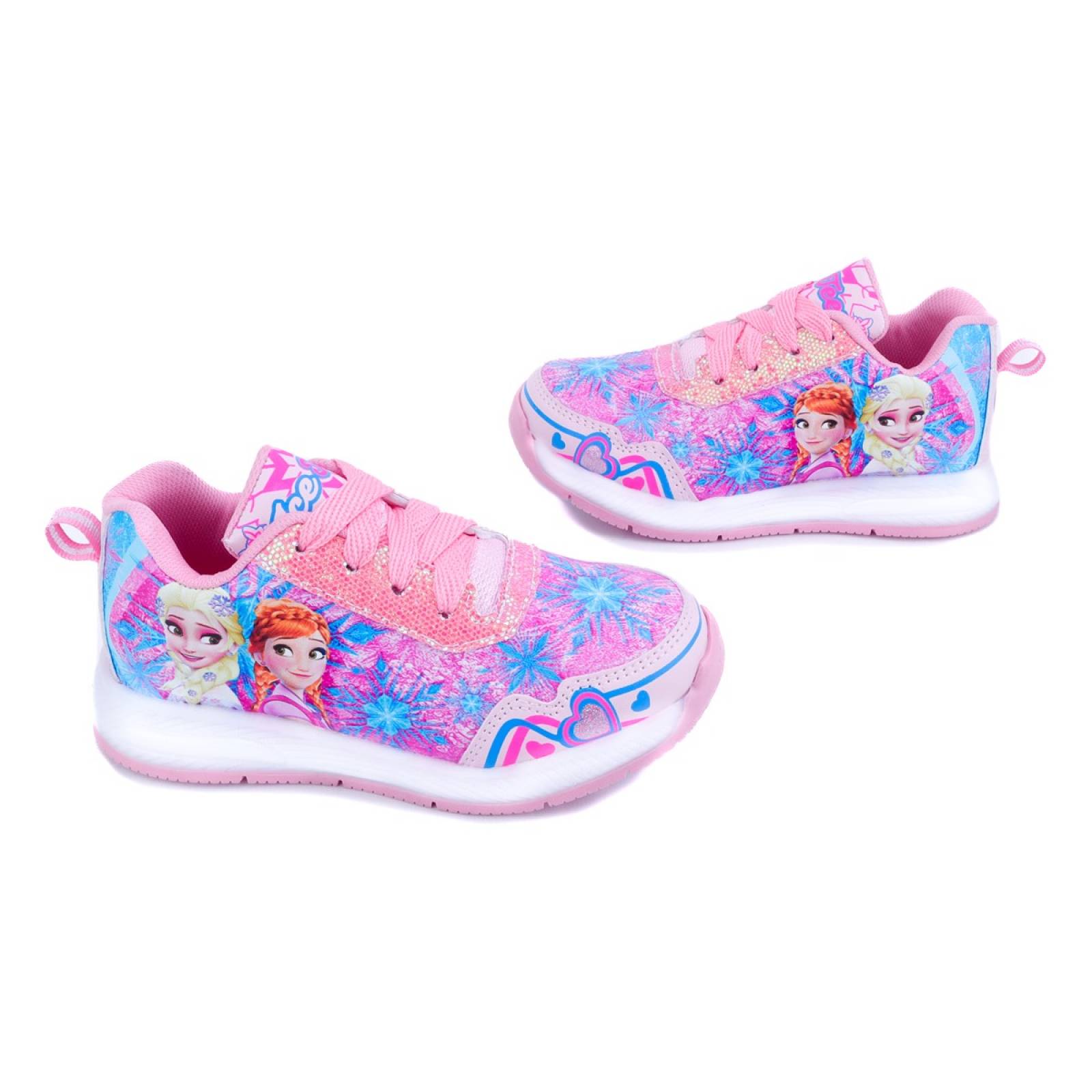 Tenis Niña Luces leds Princesas Elsa Y Ana 800-rp Rosa (12.0 - 21.5).