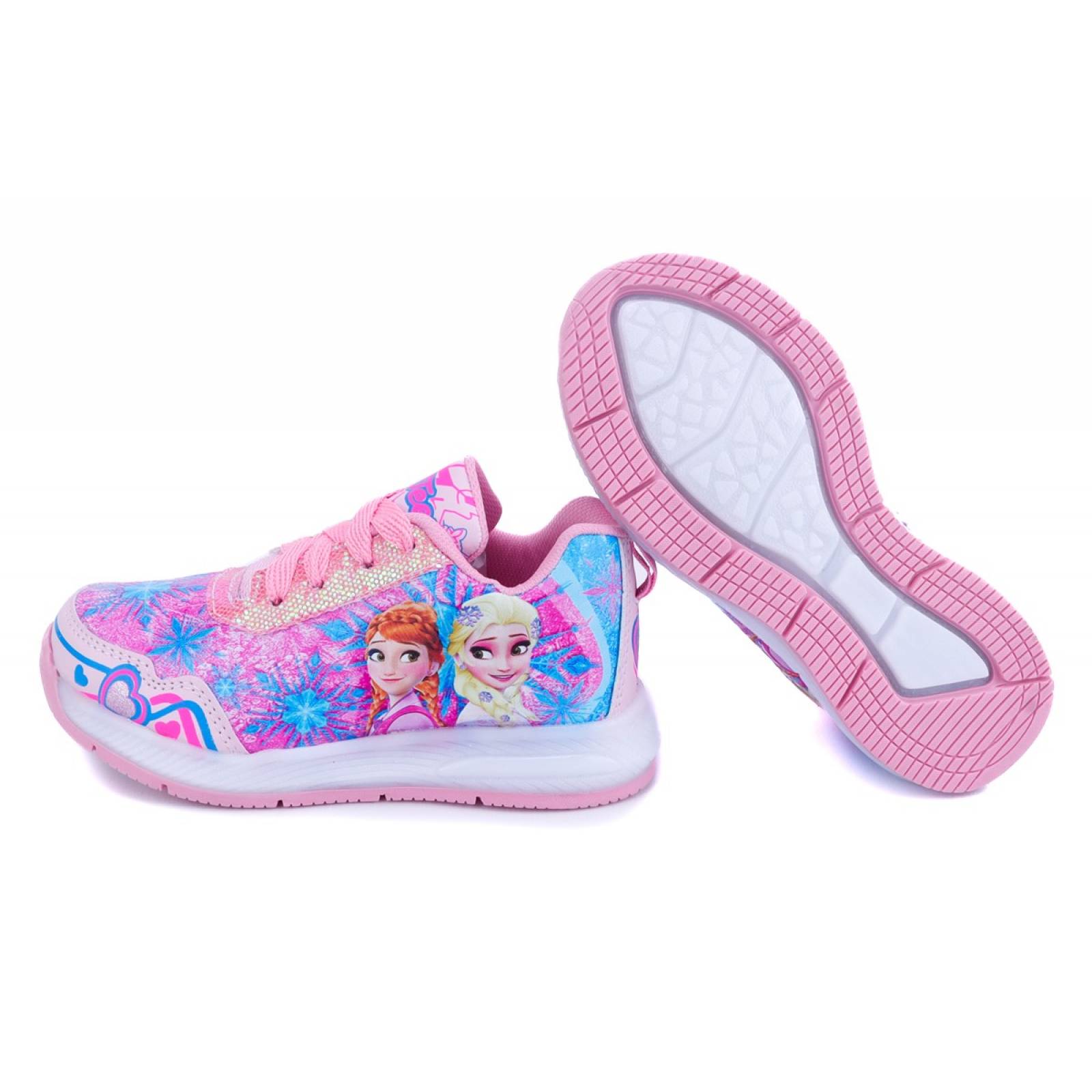 Tenis Niña Luces leds Princesas Elsa Y Ana 800-rp Rosa (12.0 - 21.5).