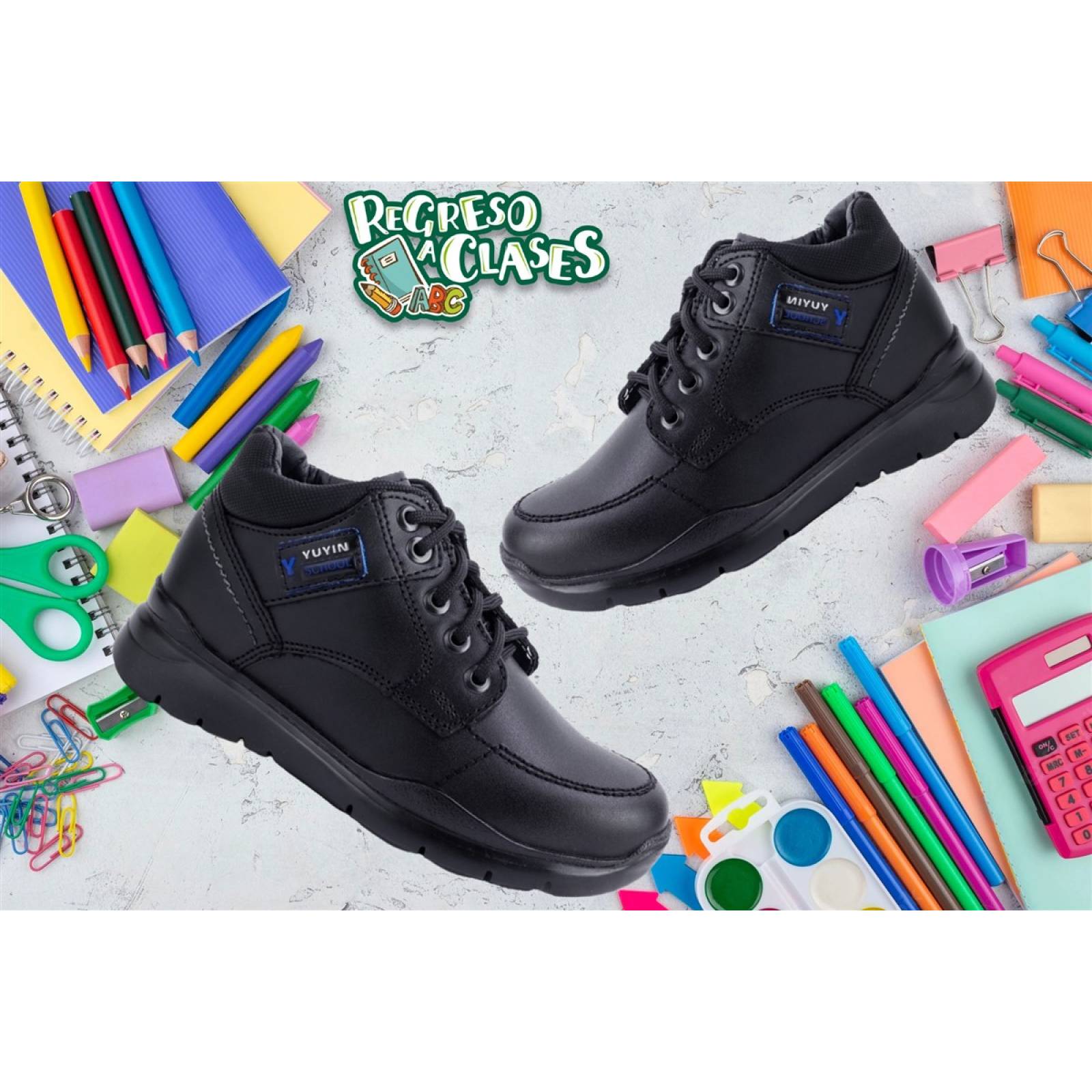 Zapato Botas Escolares Yuyin 100% Piel Arco 20231-N (12.0 - 21.5)