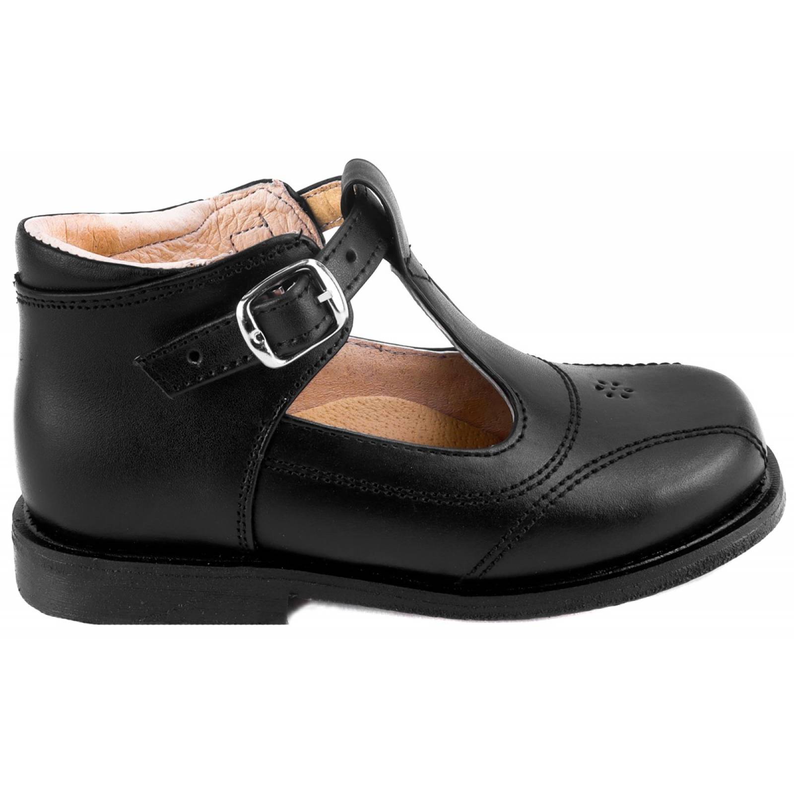 Zapatos Bota Escolar 100% Piel Arco Ortopédico Negros 419-N.