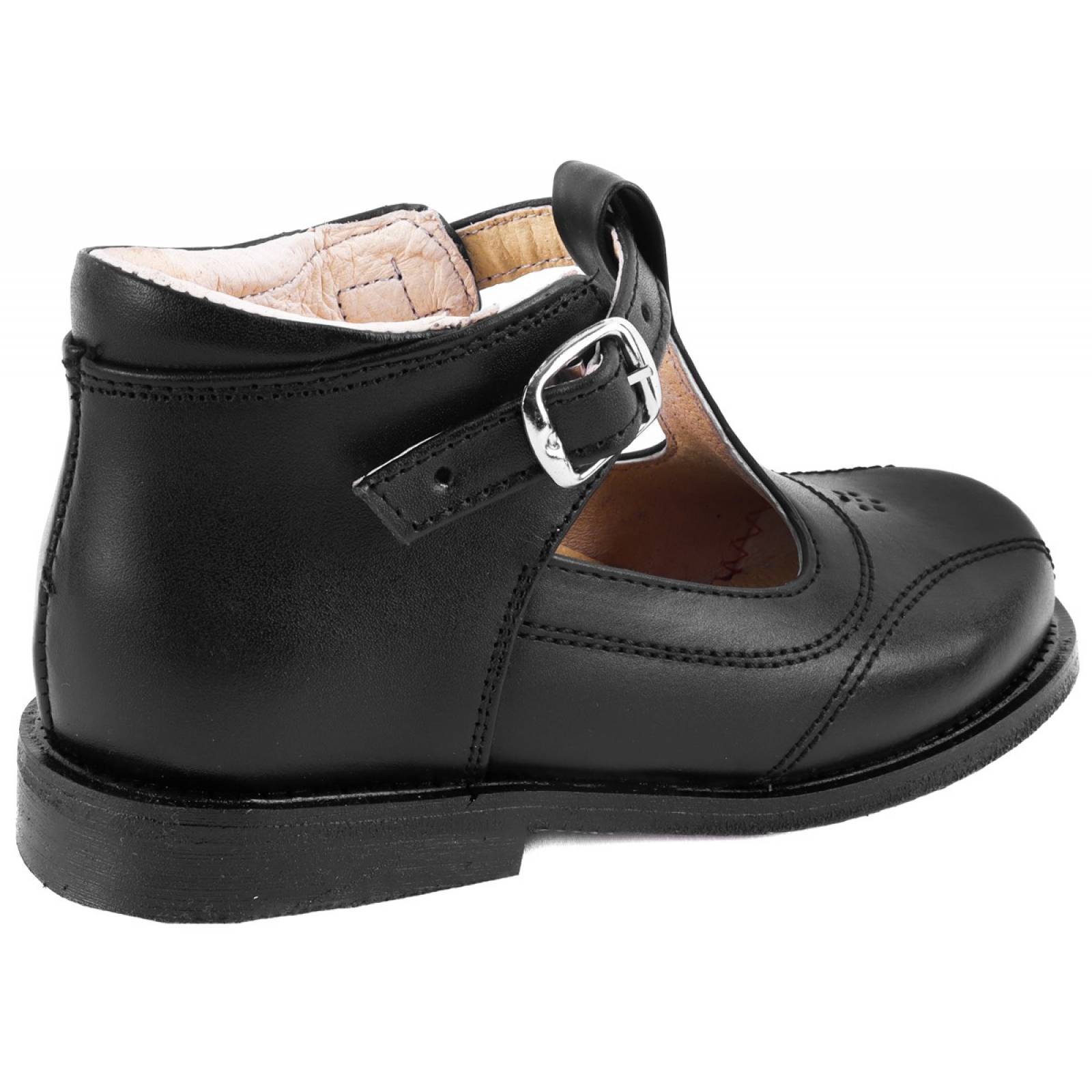 Zapatos Bota Escolar 100% Piel Arco Ortopédico Negros 419-N.