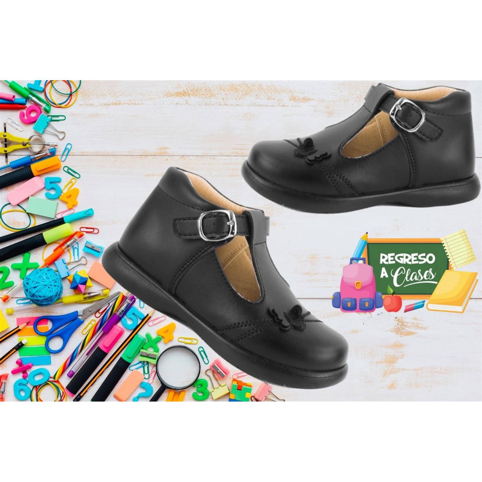 Zapatos Bota Escolares 100% Piel Arco Soporte Negros 2240-N (12.0 - 17.5)