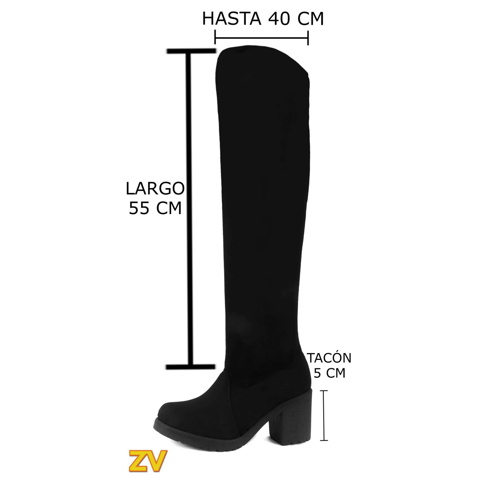 Botas Maxibota Extra Largas Tacon Suave Stretch 6000-N Negro