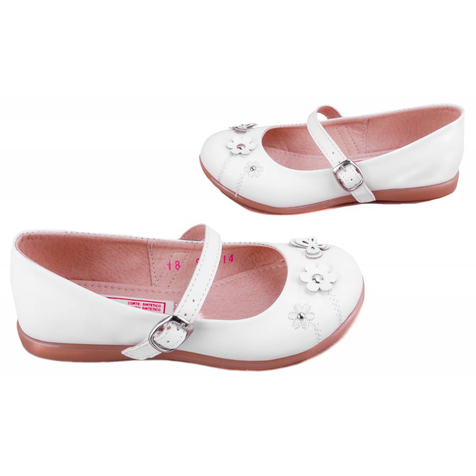 Zapato Niña Comunión Bautizo Zapatilla Blanca Moda 92-514-b (12.0 - 21.5)