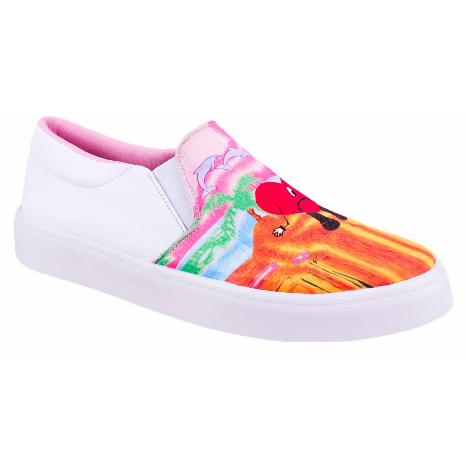 Tenis Bad Bunny Corazon Slip On Moda Cómodos 440-BB Blancos