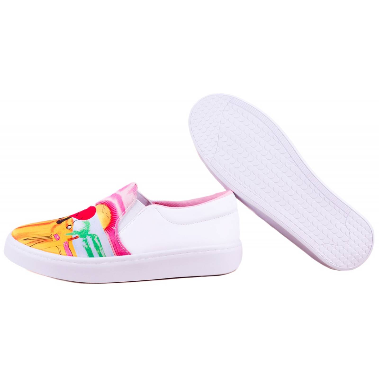 Tenis Bad Bunny Corazon Slip On Moda Cómodos 440-BB Blancos