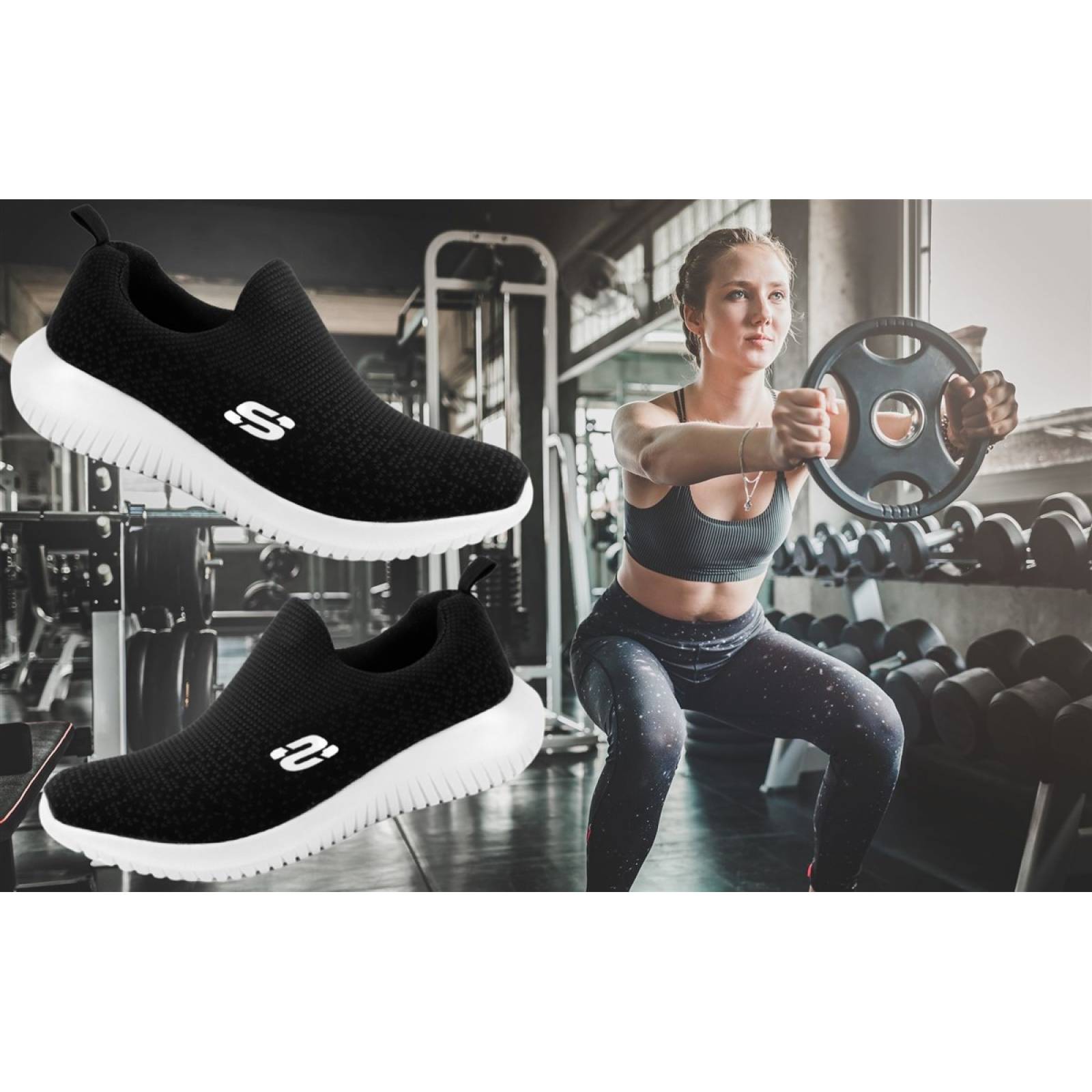 Tenis Mujer Deportivos Confort Slip On Cómodos Negro 110-NB.