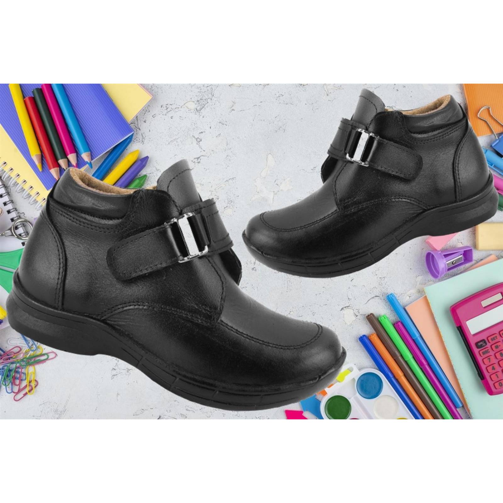 Zapato Niño Escolar Negro 100% Piel Arco Ortopédico 1022-2-n (12.0 - 21.0).