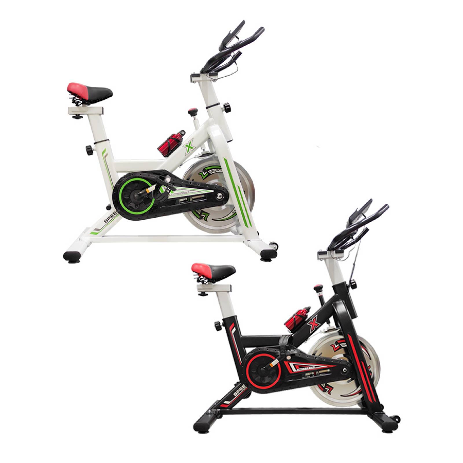Bicicleta Fija Spinning Bike ESTÁTICA Cardio Resistencia 6KG Gym Pantalla Monitor Ritmo CARDIACO Fitness CASA Botella para Agua