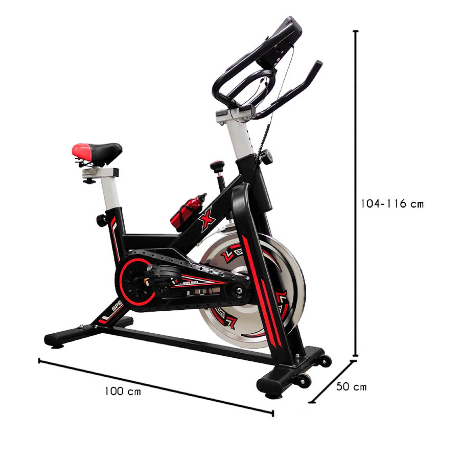 Bicicleta Fija Spinning Bike ESTÁTICA Cardio Resistencia 6KG Gym Pantalla Monitor Ritmo CARDIACO Fitness CASA Botella para Agua