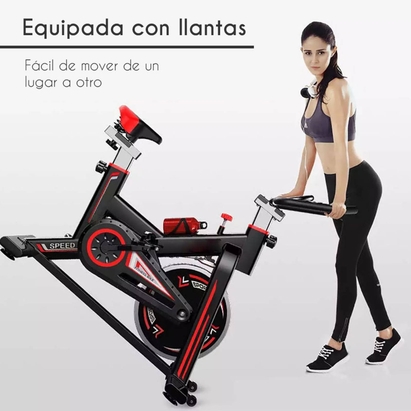 Bicicleta Fija Spinning Bike ESTÁTICA Cardio Resistencia 6KG Gym Pantalla Monitor Ritmo CARDIACO Fitness CASA Botella para Agua