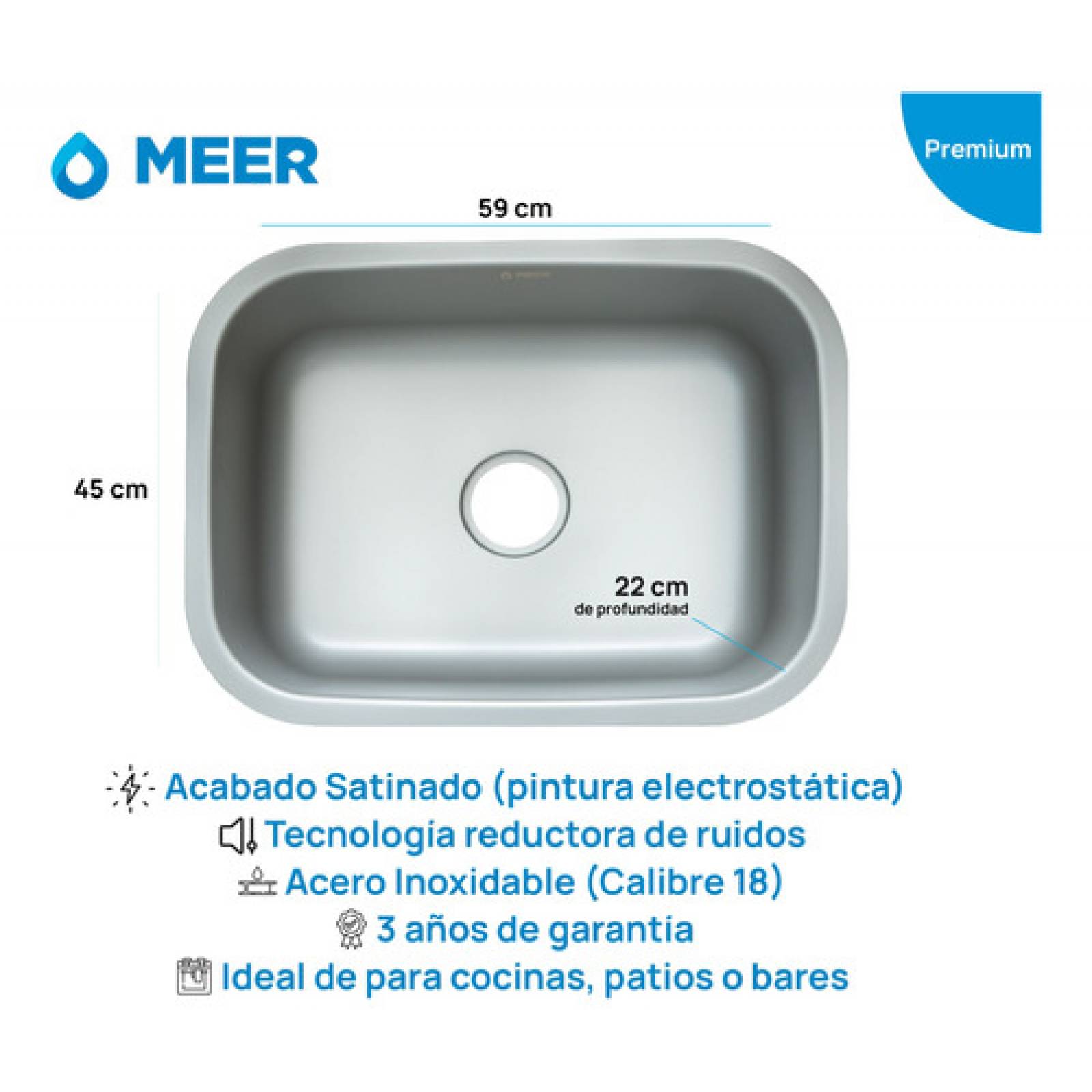 Kit de Tarja Sencilla de Acero Inoxidable con Mezcladora Monomando Premium