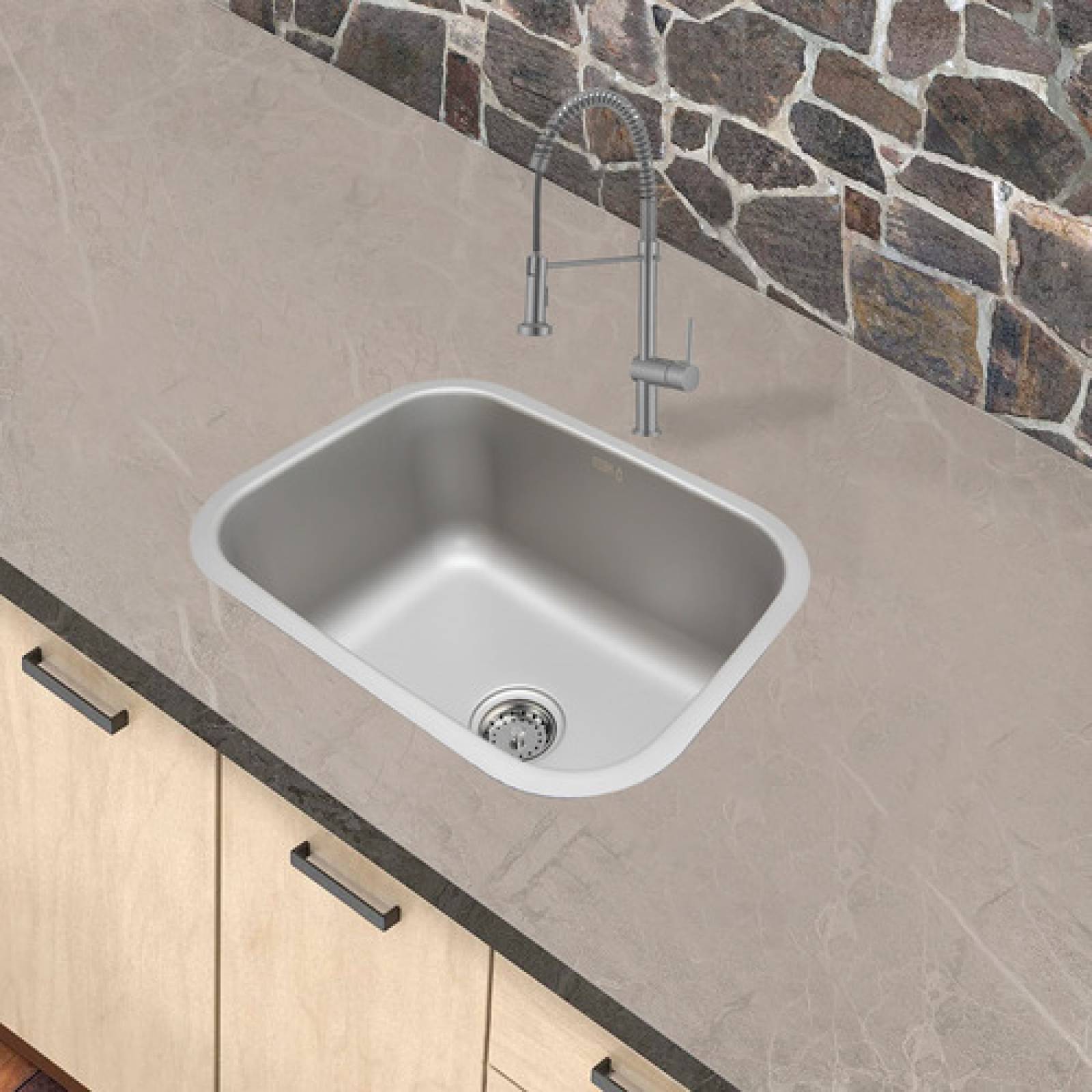 Kit de Tarja Sencilla de Acero Inoxidable con Mezcladora Monomando Premium