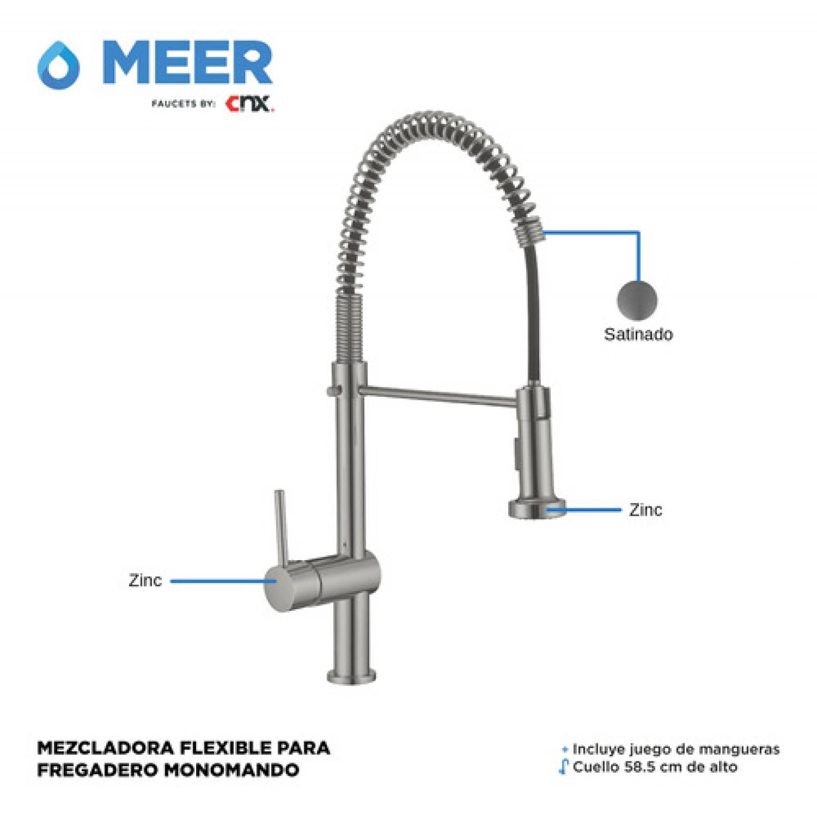 Kit de Tarja Sencilla de Acero Inoxidable con Mezcladora Monomando Premium