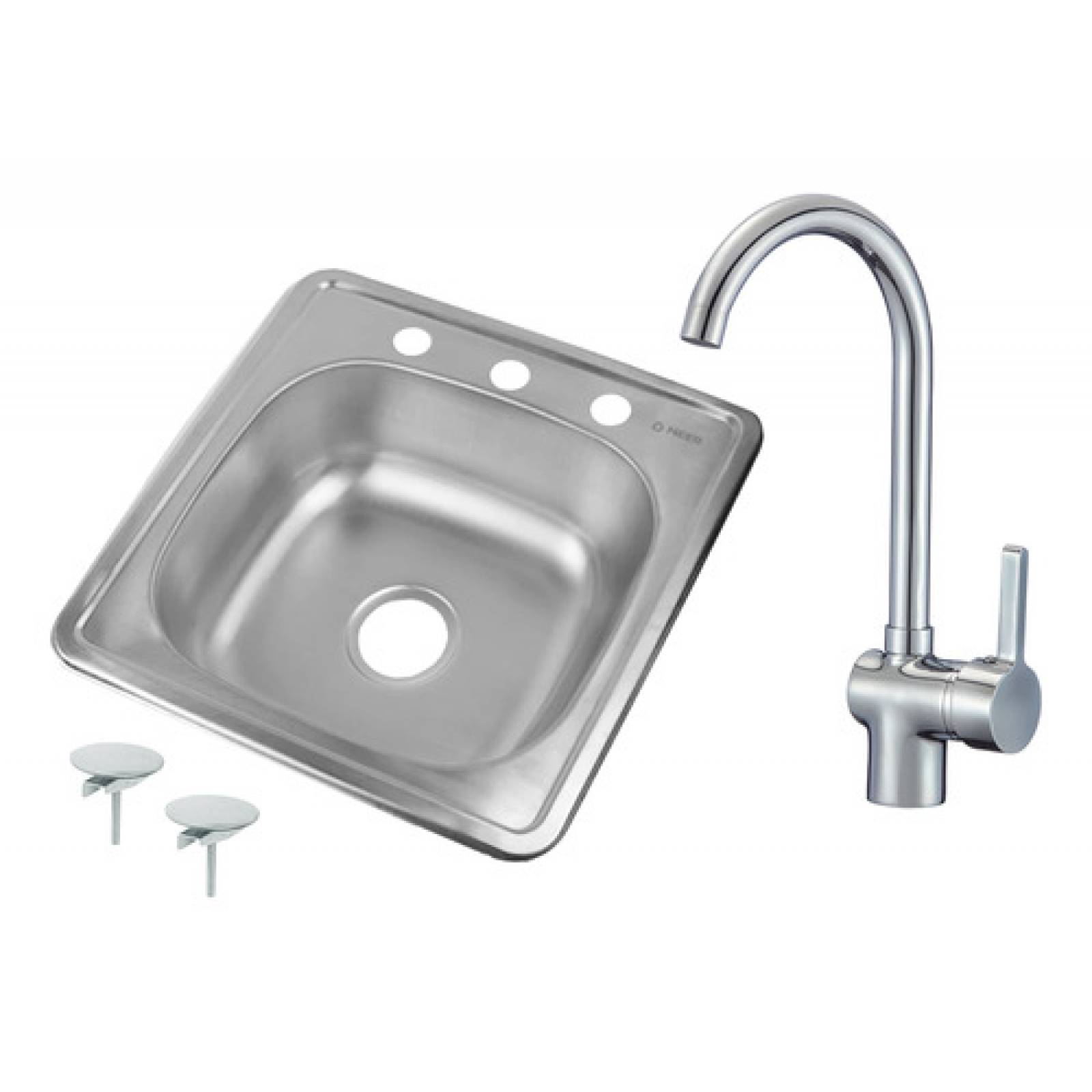 Tarja Sencilla (48 cm x 48 cm) De Acero Inoxidable Con Mezcladora Monomando Premium