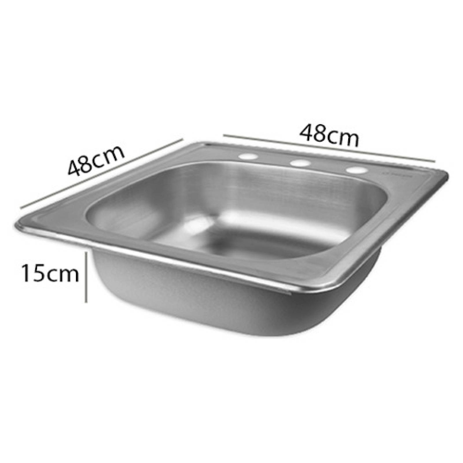 Tarja Sencilla (48 cm x 48 cm) De Acero Inoxidable Con Mezcladora Monomando Premium