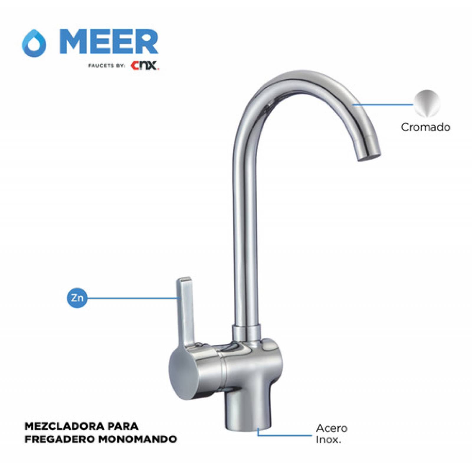 Tarja Sencilla (48 cm x 48 cm) De Acero Inoxidable Con Mezcladora Monomando Premium