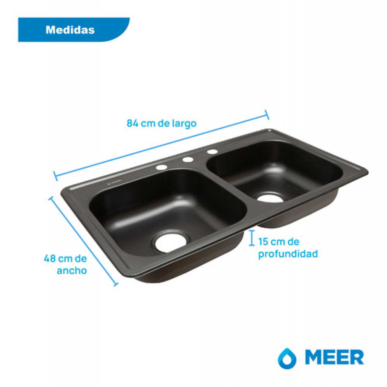 Tarja De Cocina Negro Mate Con Mezcladora Y Complementos