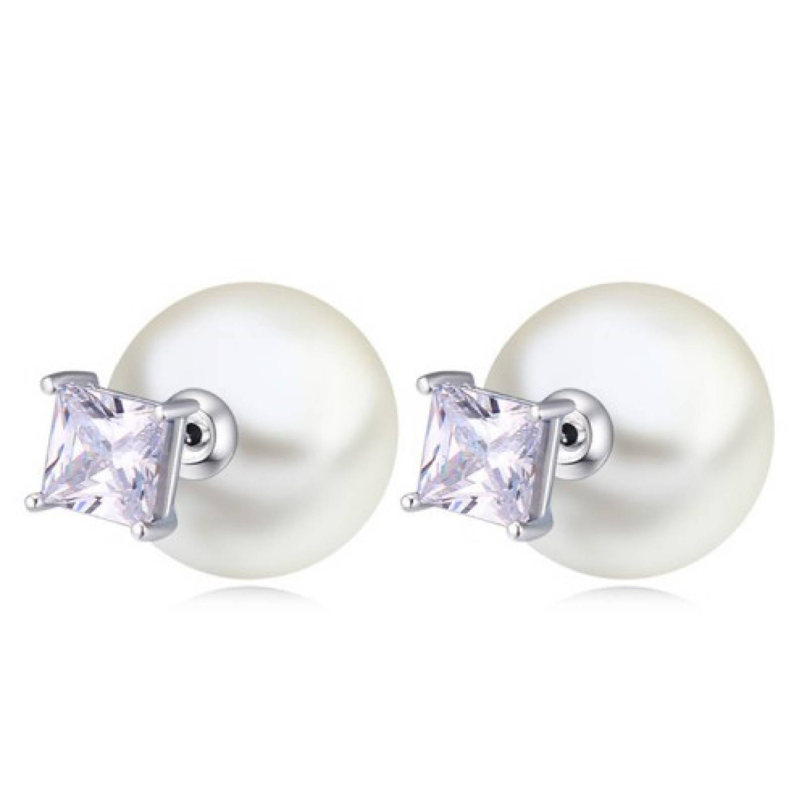 Aretes Diamond Radiant Breanna White - Blanco