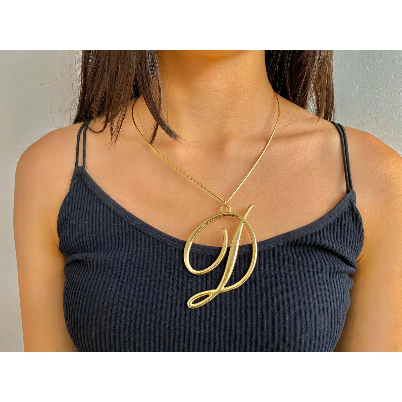 Collar Karina con Letra D - Chapa de Oro 18 kts