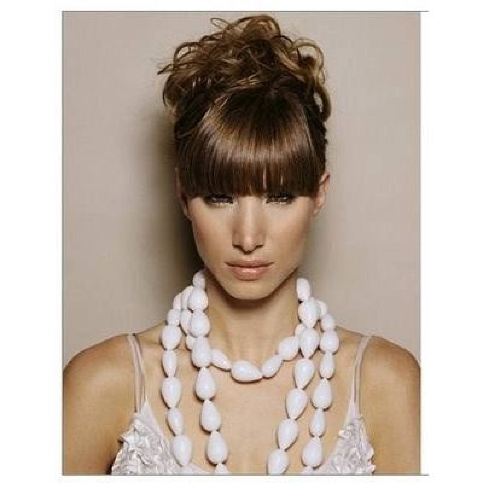 Peluca De Fleco Con Clip- Castaño