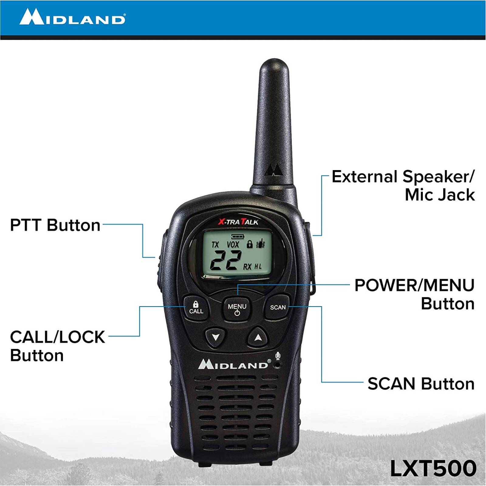 Walkie Talkie Midland Lxt500vp3 Hasta 38km (24millas)