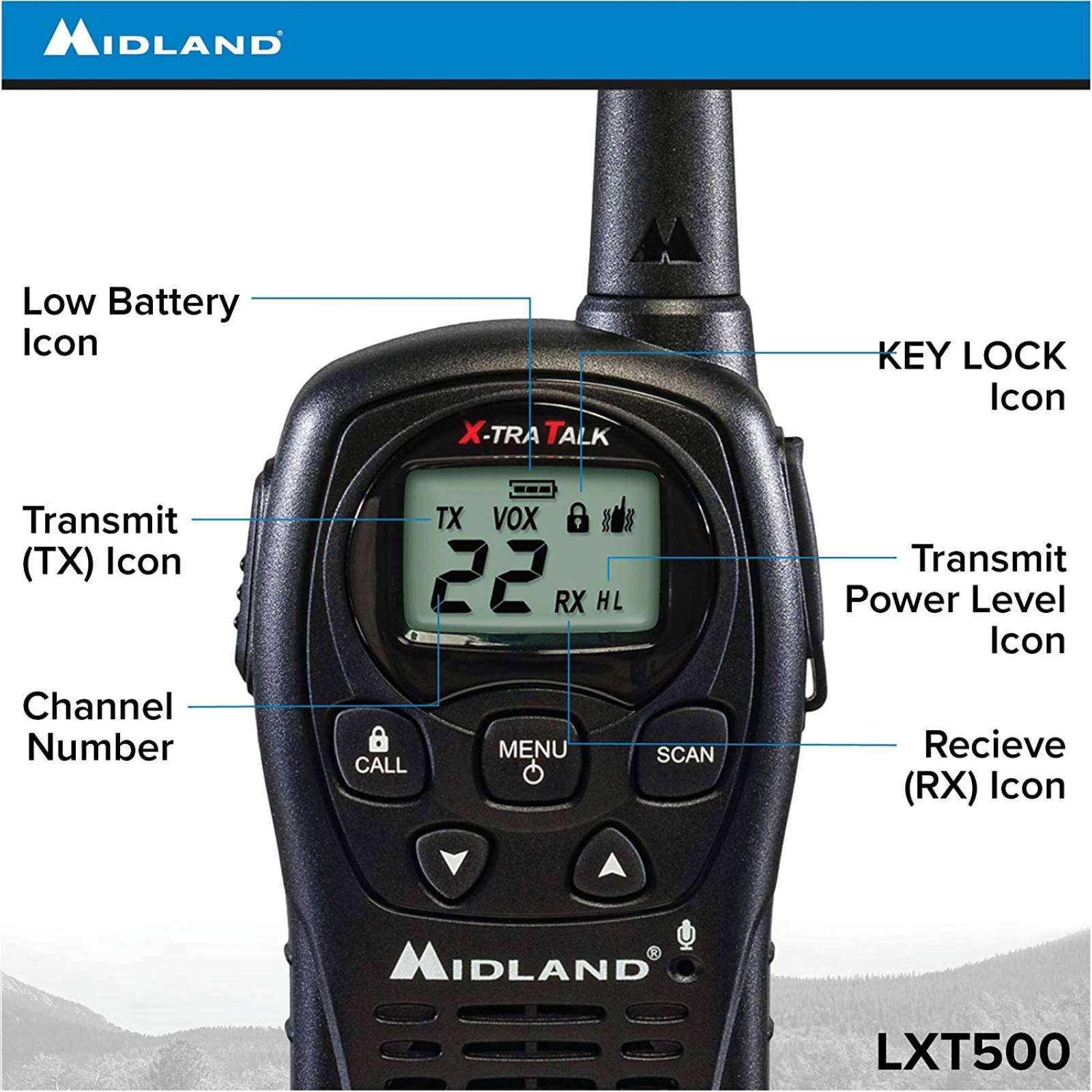 Walkie Talkie Midland Lxt500vp3 Hasta 38km (24millas)