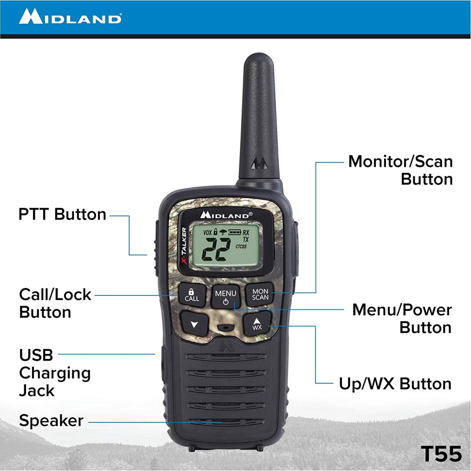 Radios 2 Vias Midland T55vp3 Hasta 45km (28 Millas)