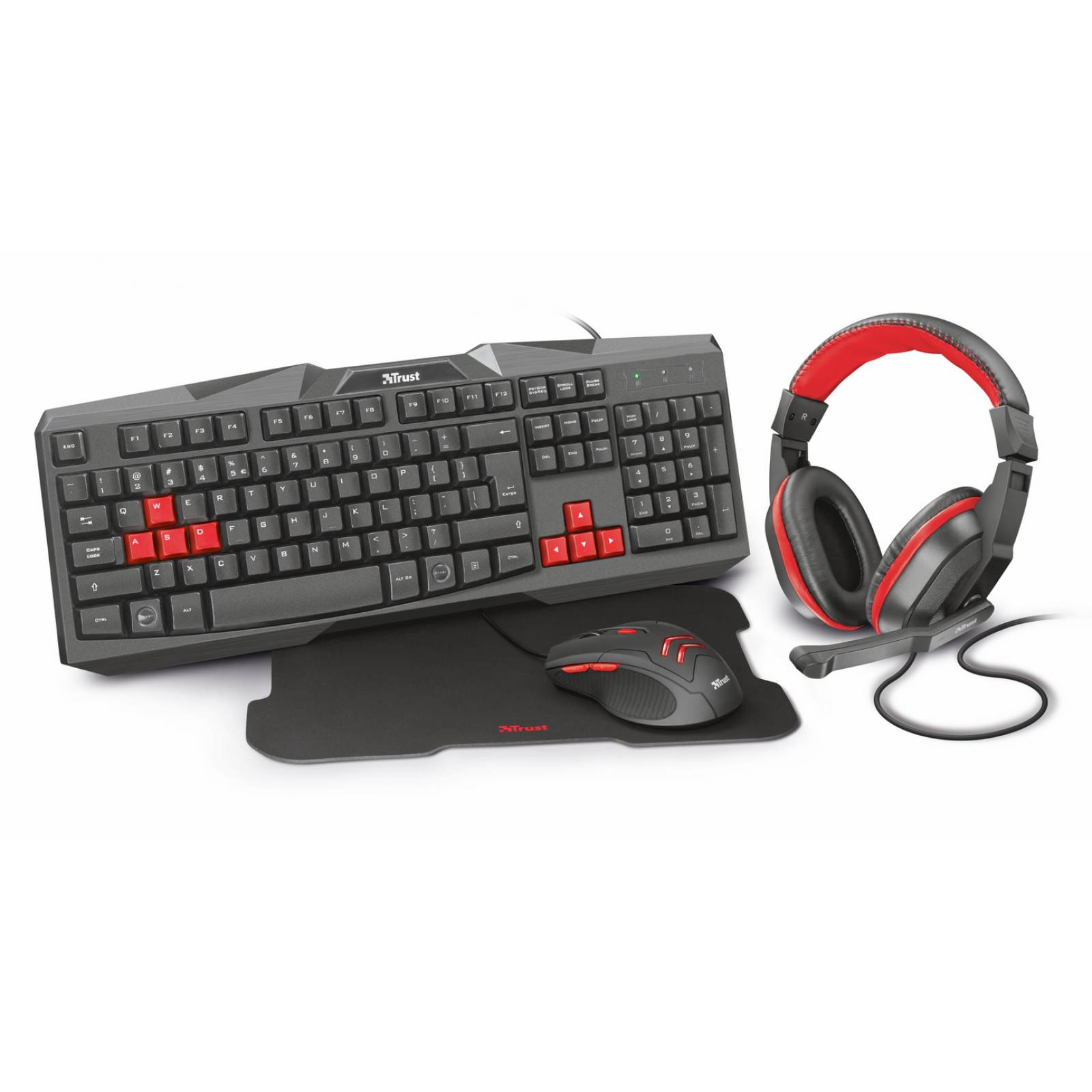 Audífono Gamer 4 En 1 Trust Ziva + Teclado + Mouse + Pad