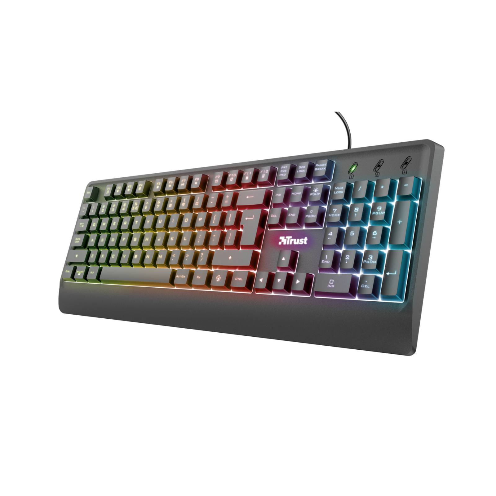 Teclado Gamer Trust Ziva Qwerty Español España Color Negro Con Luz Rainbow