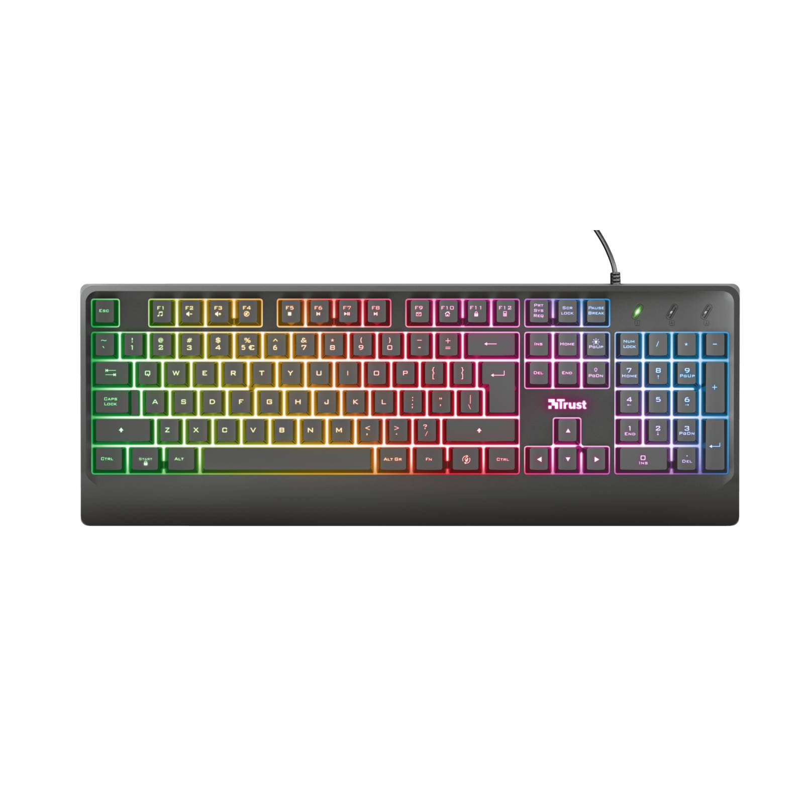 Teclado Gamer Trust Ziva Qwerty Español España Color Negro Con Luz Rainbow