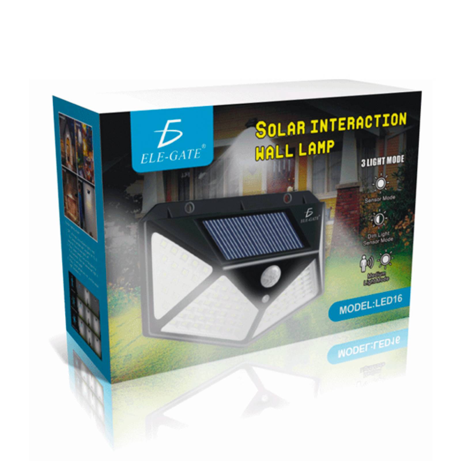 Lampara Solar 100 Led Exterior De Pared Sensor Movimiento Elegate