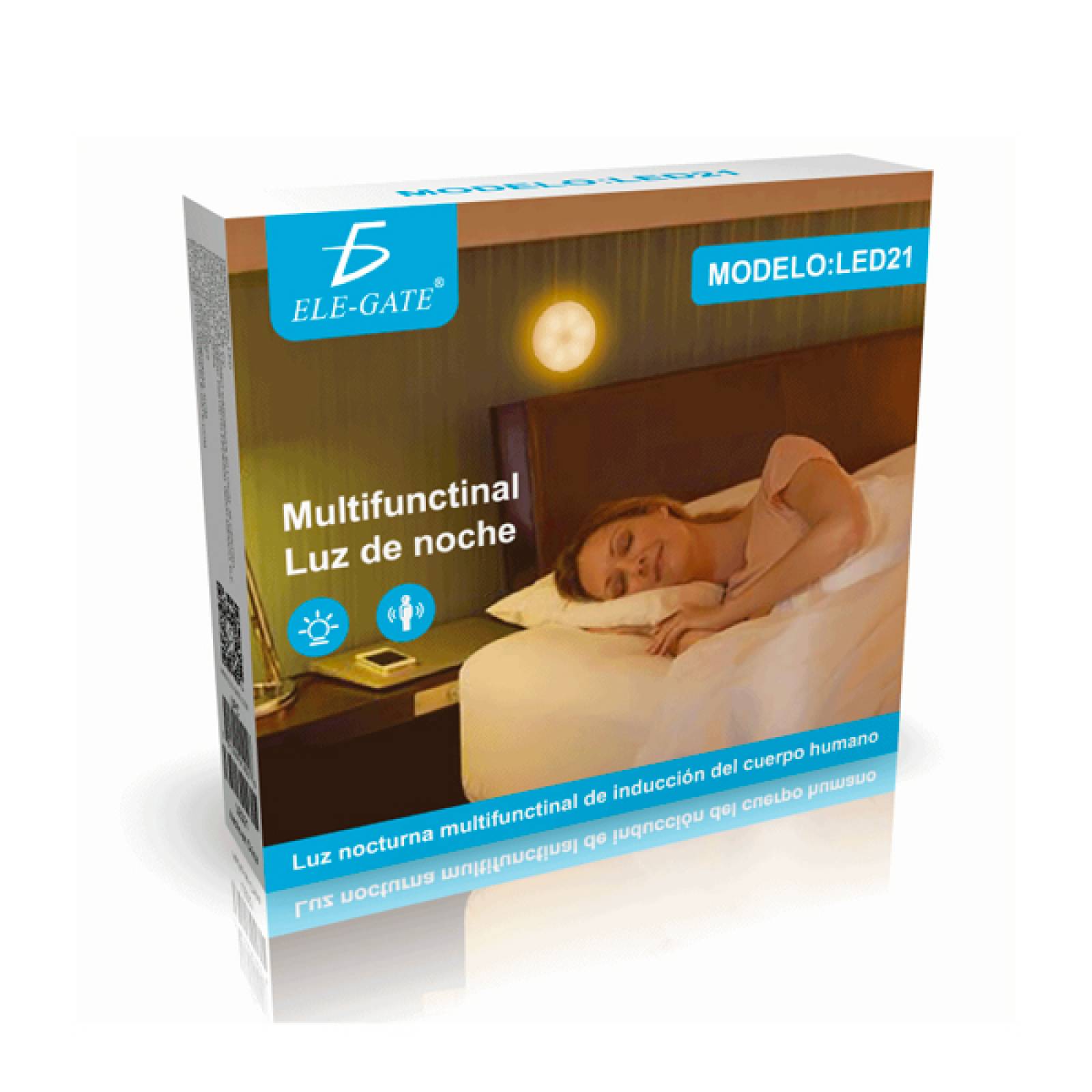 Lámpara Luz Led Cabecera Pared Movimiento Hogar Recargable Elegate