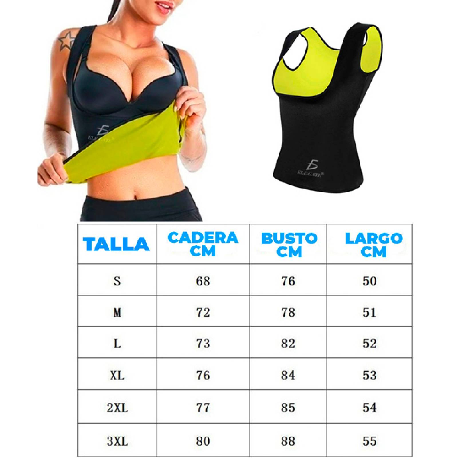 Faja Reductora Chaleco Neopreno Cinturilla Reductora Gym Fit XL