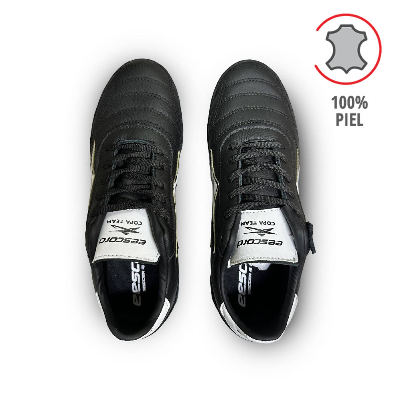 Tenis Eescord Futbol Rapido Hombre 3040 Negro/Blanco PIEL