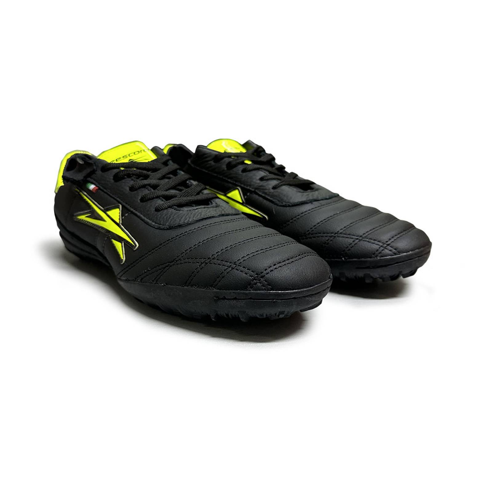Tenis Eescord Futbol Rapido Hombre 3040 Negro/Amarillo PIEL
