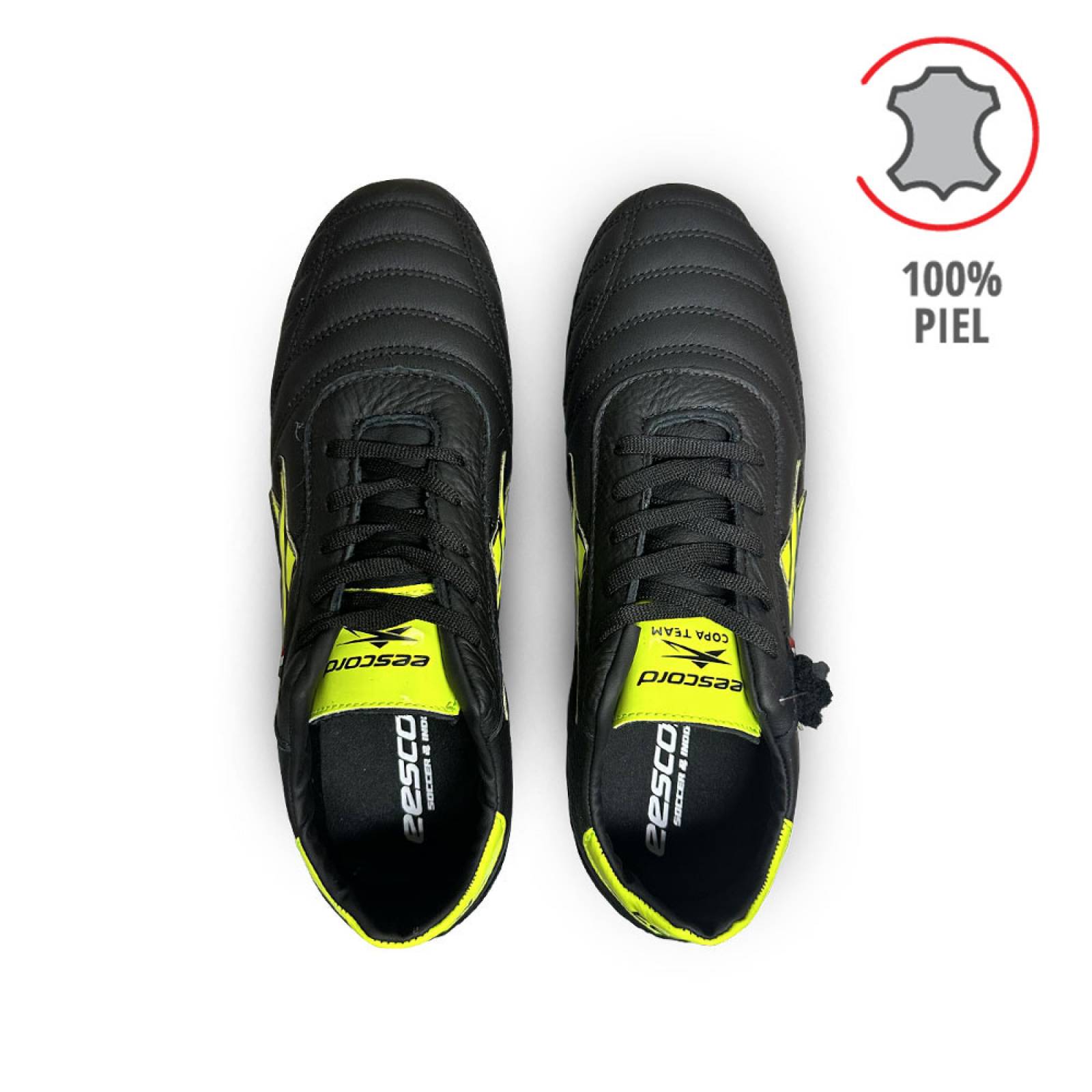 Tenis Eescord Futbol Rapido Hombre 3040 Negro/Amarillo PIEL