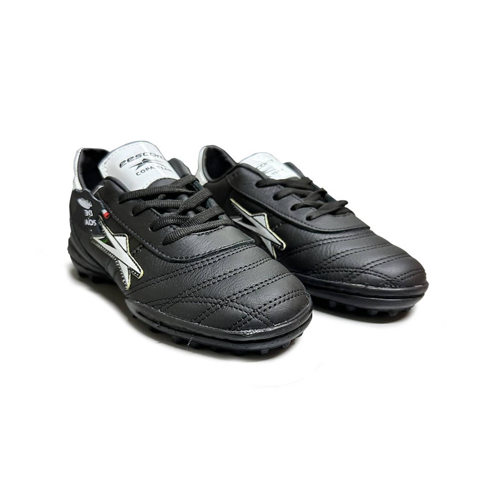 Tenis Eescord Futbol Rapido Niño 3040 Negro/Blanco PIEL