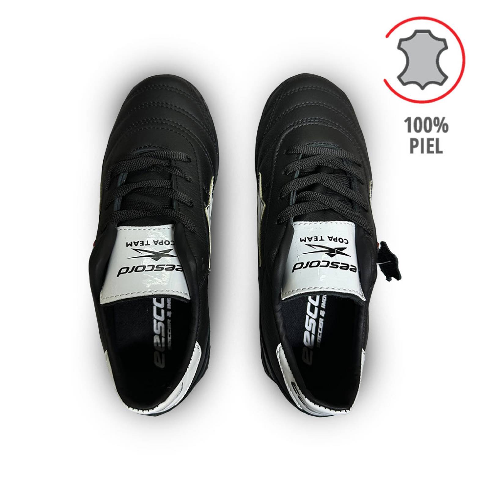 Tenis Eescord Futbol Rapido Niño 3040 Negro/Blanco PIEL