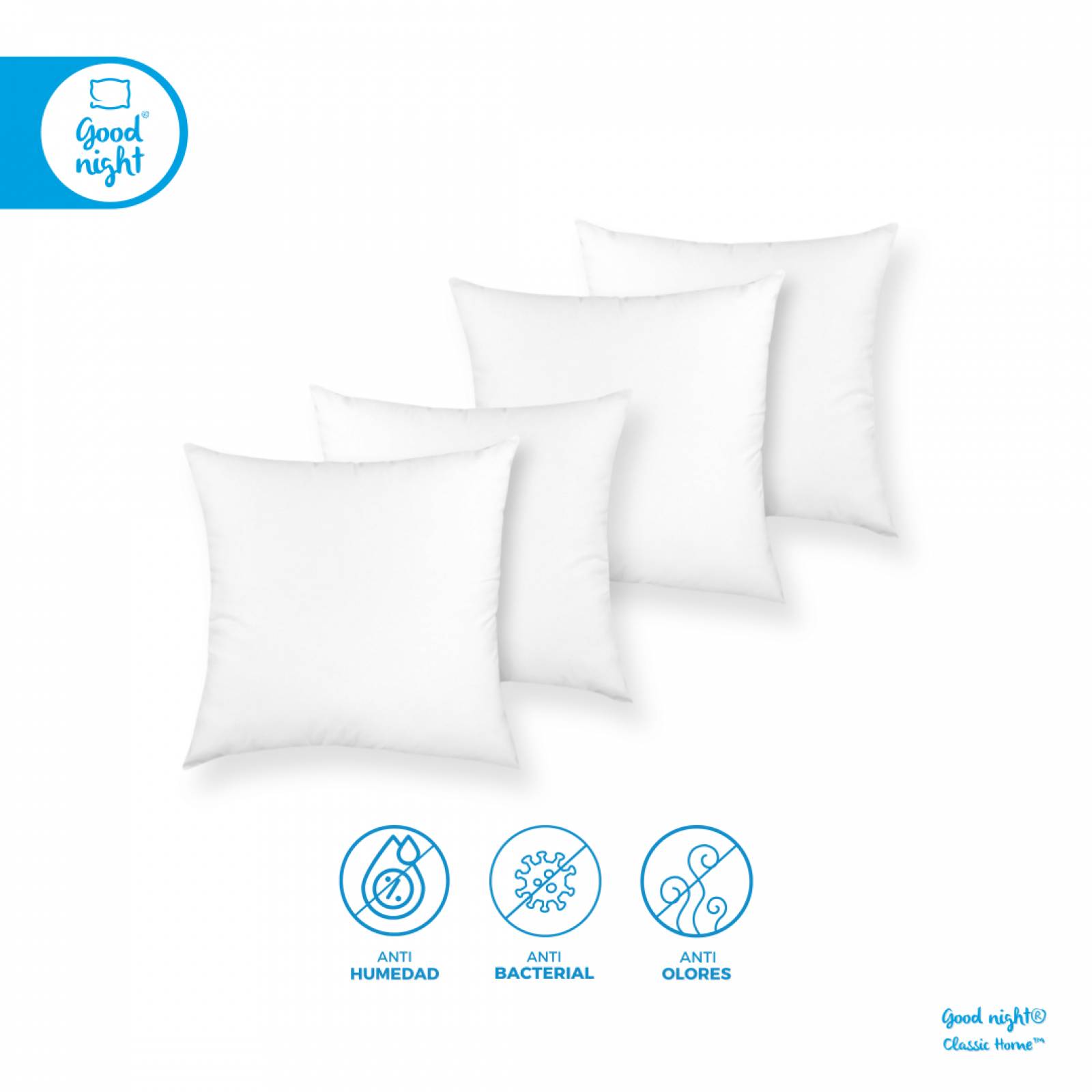 Relleno para Cojín 4 Pack 45cm x 45cm Good Night Classic Home