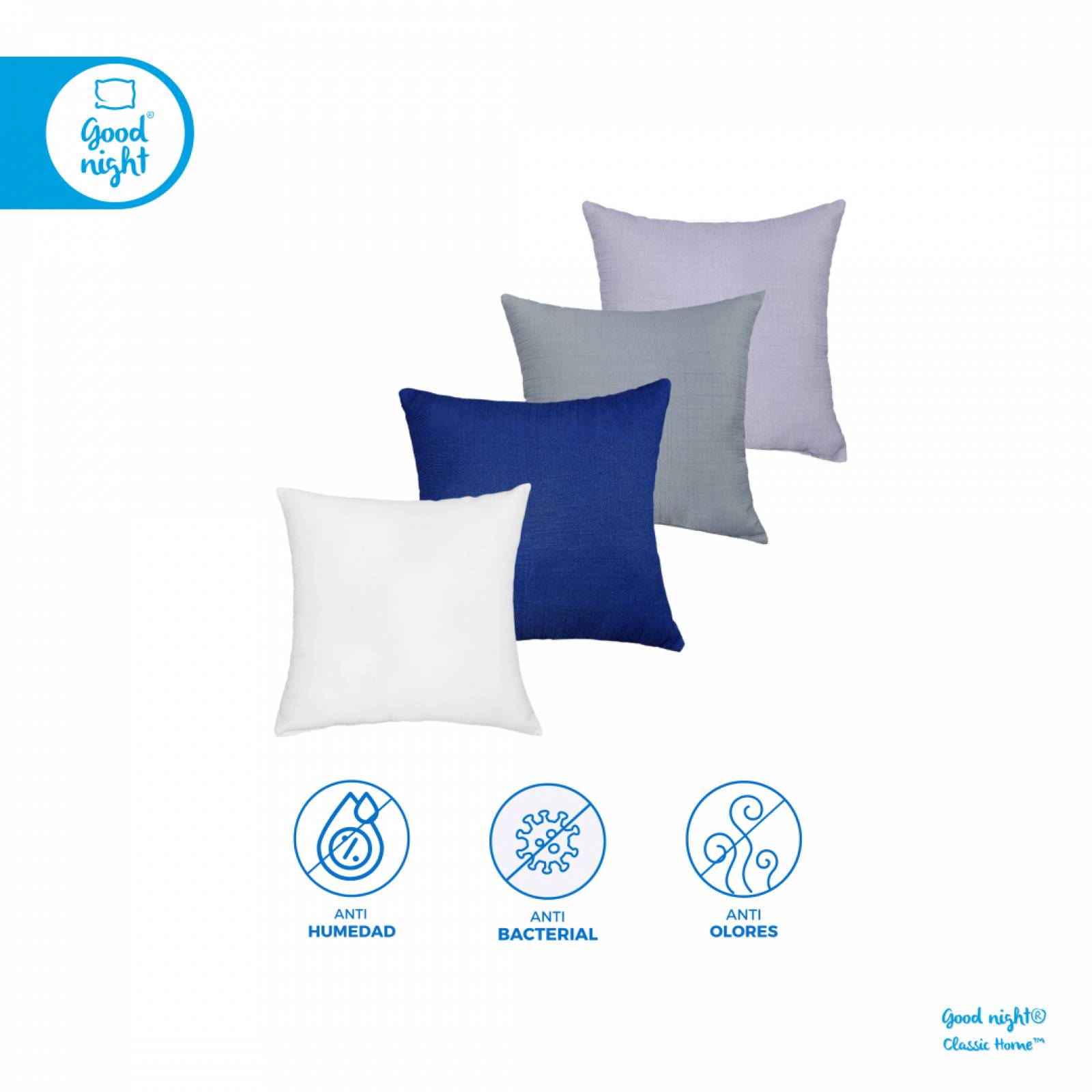 Cojín Decorativo 2 Pack Blanco 45cm x 45cm Good Night Classic Home