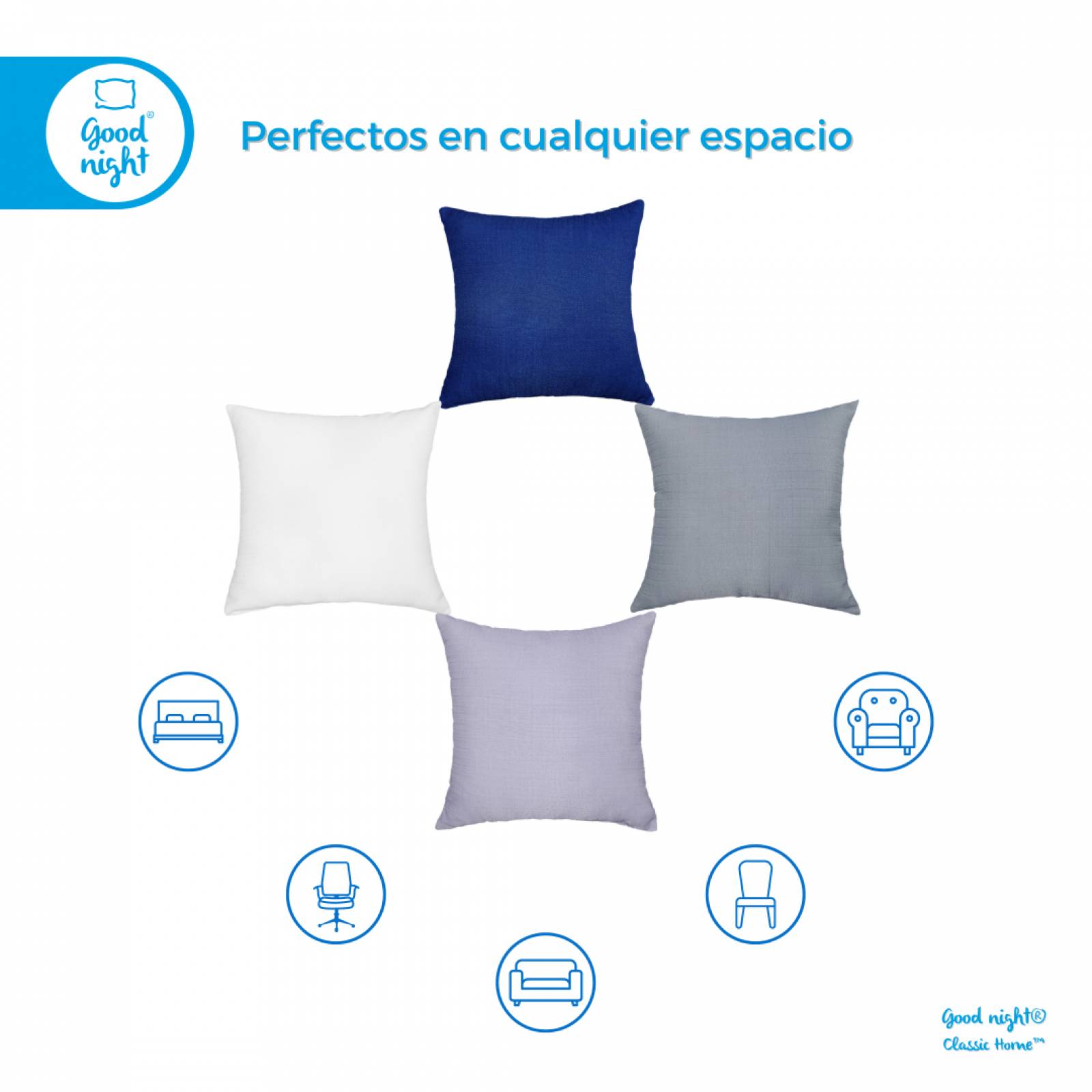 Cojín Decorativo 2 Pack Blanco 45cm x 45cm Good Night Classic Home