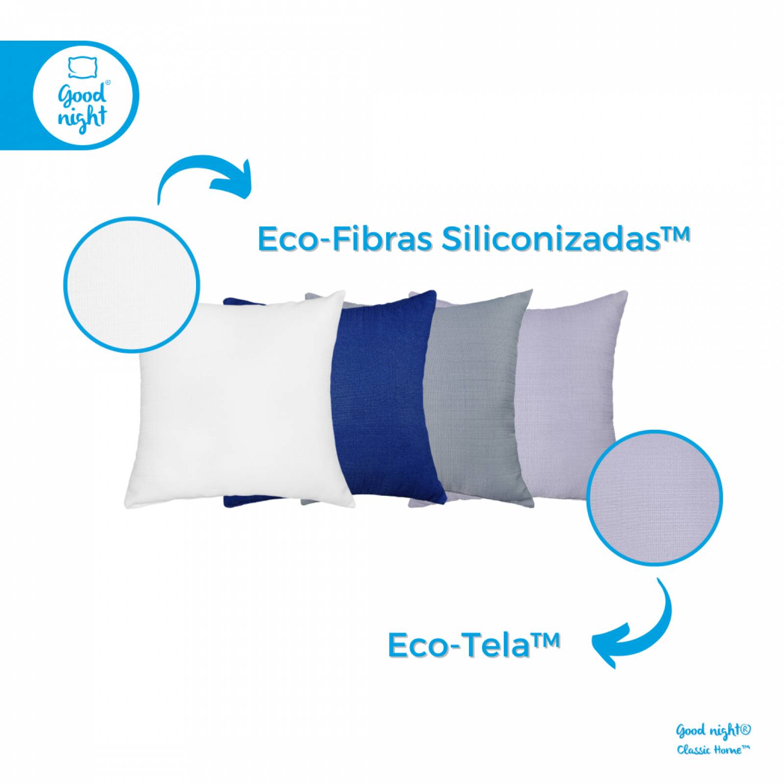 Cojín Decorativo 2 Pack Blanco 45cm x 45cm Good Night Classic Home