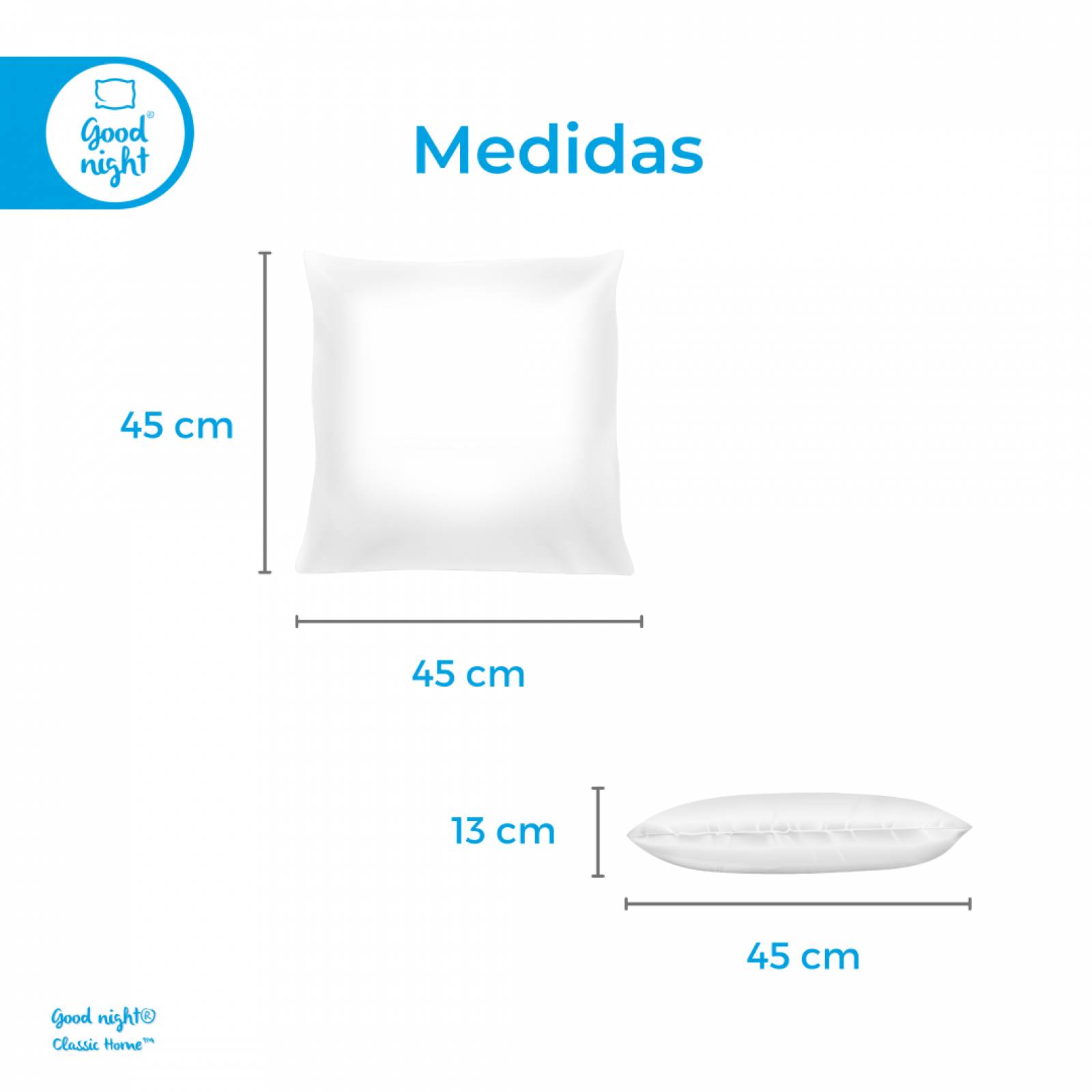 Cojín Decorativo 2 Pack Blanco 45cm x 45cm Good Night Classic Home
